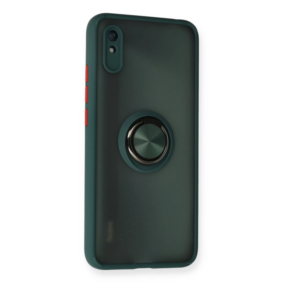 Xiaomi Redmi 9a Kılıf Montreal Yüzüklü Silikon Kapak - Yeşil