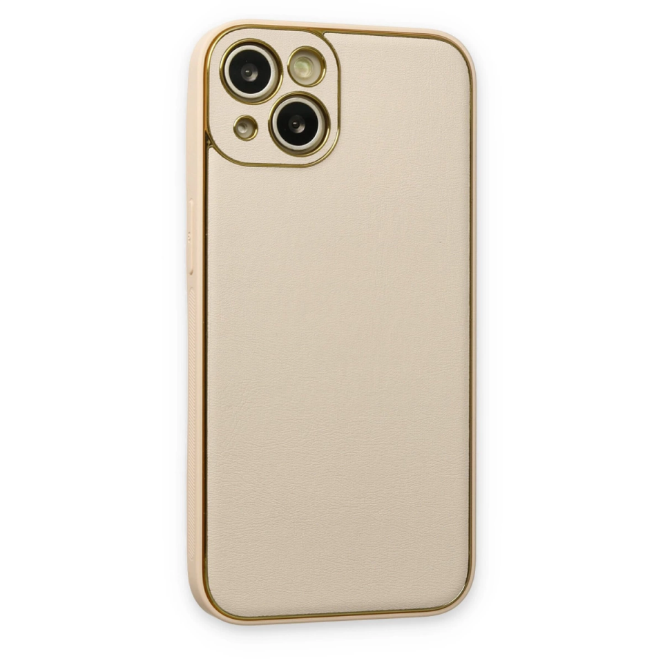 İphone 14 Plus Kılıf Coco Deri Silikon Kapak - Gold