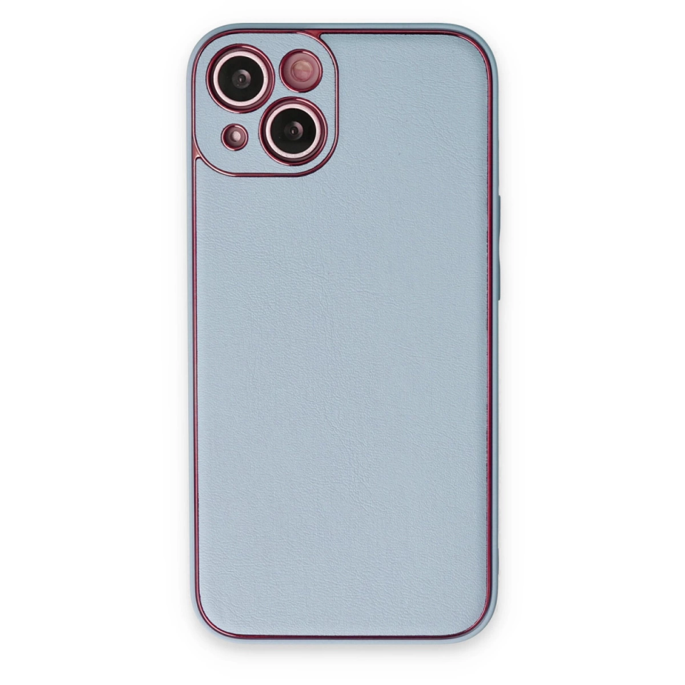 İphone 14 Plus Kılıf Coco Deri Silikon Kapak - Sky Blue