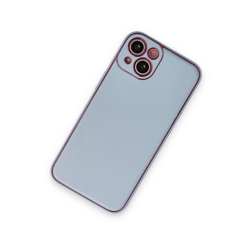 İphone 14 Plus Kılıf Coco Deri Silikon Kapak - Sky Blue