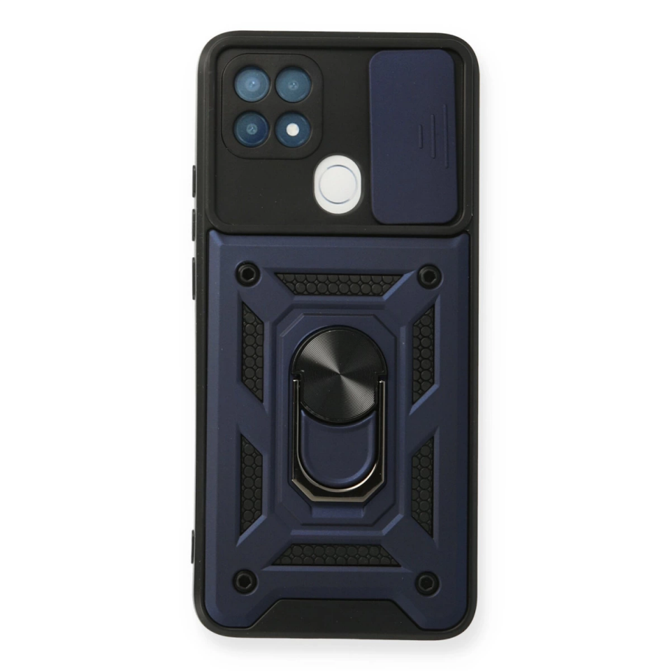Oppo A15 Kılıf Pars Lens Yüzüklü Silikon - Lacivert