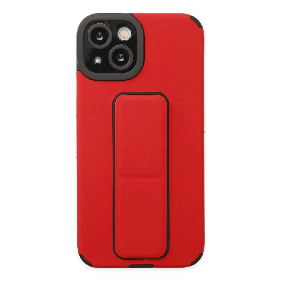 İphone 14 Plus Kılıf Mega Standlı Silikon - Kırmızı