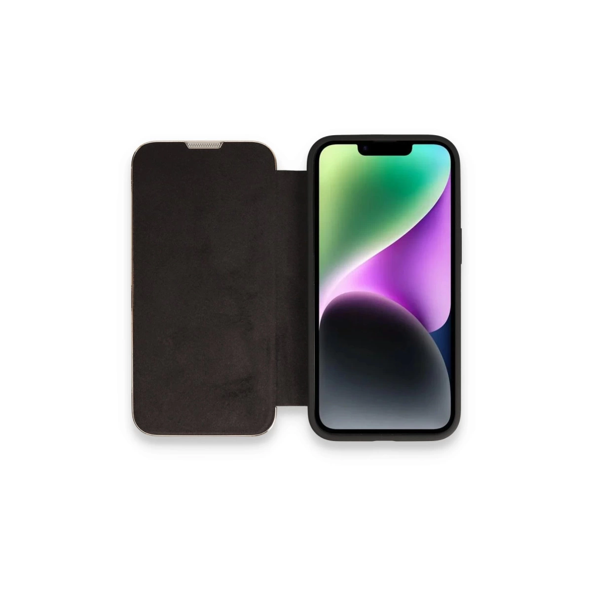 İphone 14 Pro Kılıf Dolpin Kapaklı - Siyah