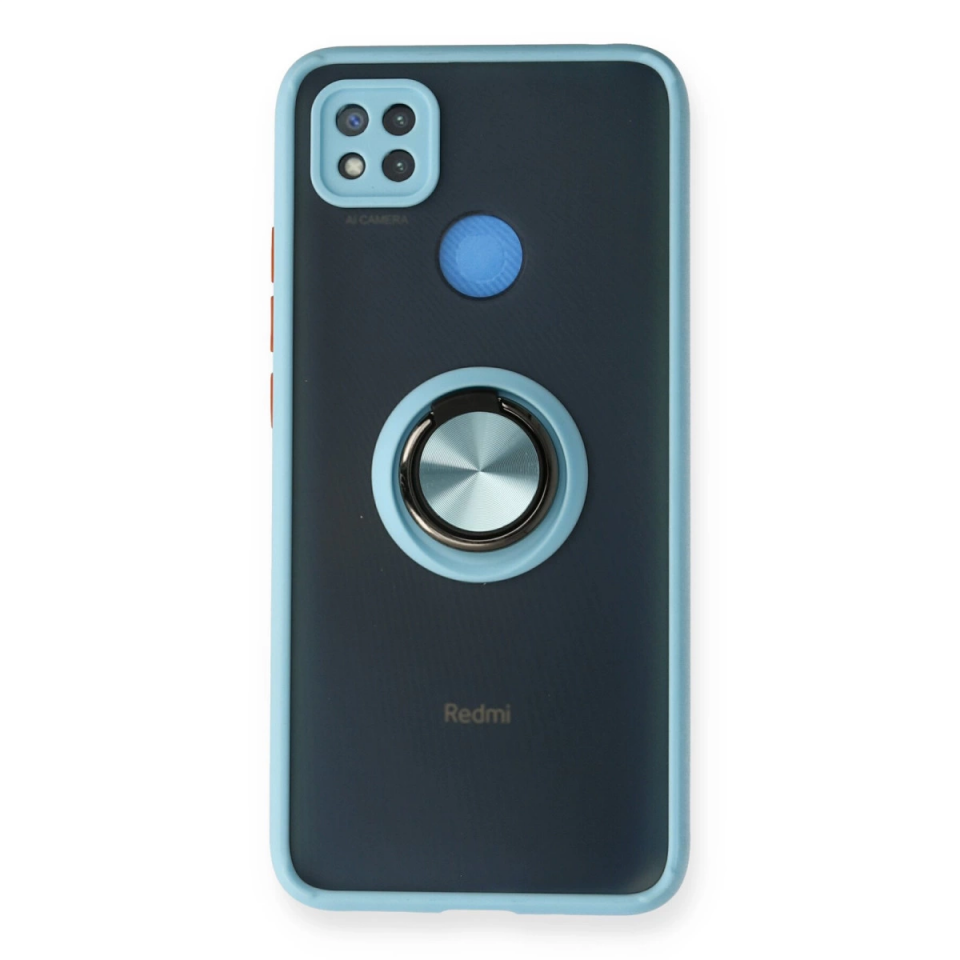 Xiaomi Redmi 9c Kılıf Montreal Yüzüklü Silikon Kapak - Buz Mavi