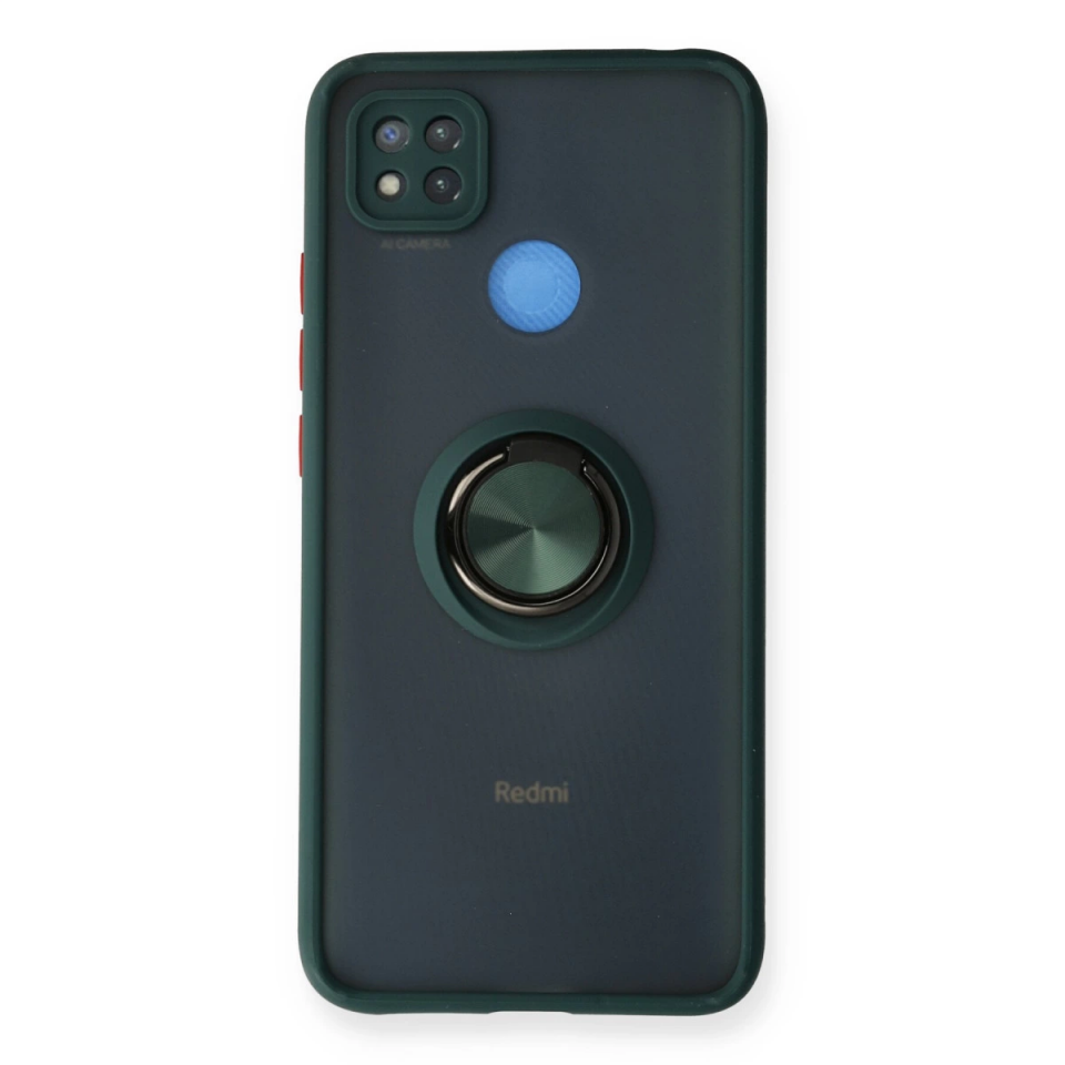 Xiaomi Redmi 9c Kılıf Montreal Yüzüklü Silikon Kapak - Yeşil