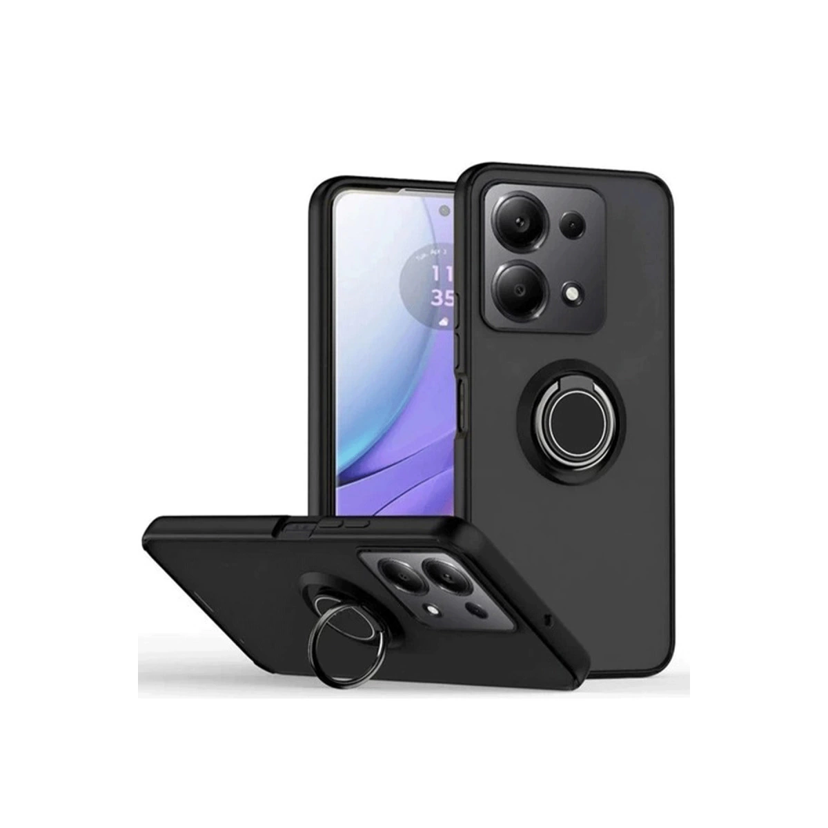 Xiaomi Redmi Note 13 Pro 4g Montreal Yüzüklü Silikon Kapak - Siyah