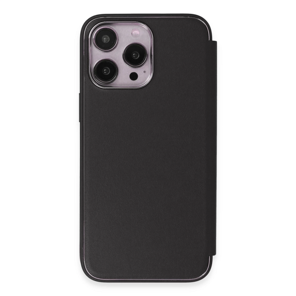 İphone 14 Pro Max Kılıf Dolpin Kapaklı - Siyah