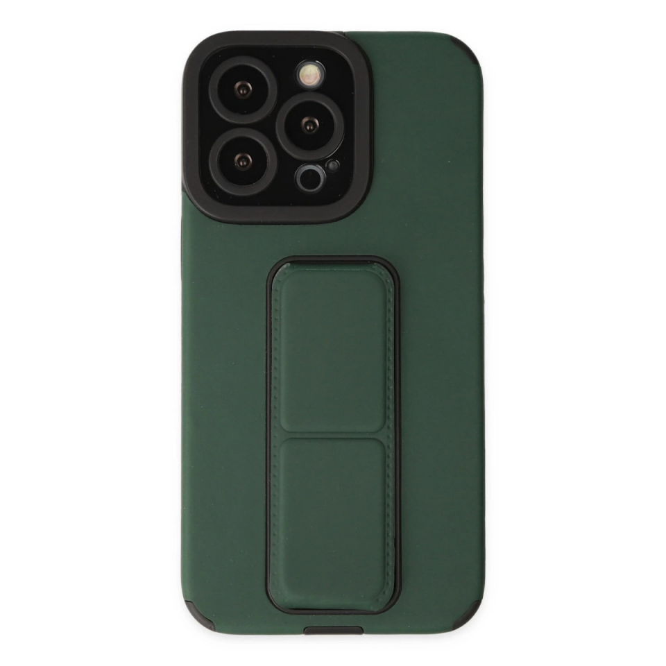 İphone 14 Pro Kılıf Mega Standlı Silikon - Yeşil