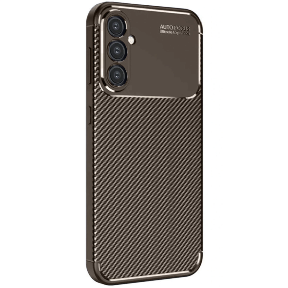 Samsung Galaxy A26 Kılıf Auto Focus Karbon Kapak - Kahverengi