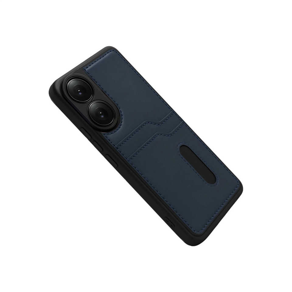 Oppo A38 Sara Kartvizitli Deri Kılıf - Lacivert