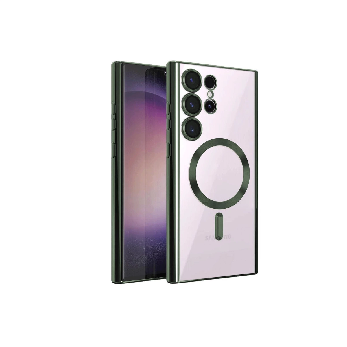 Samsung Galaxy S22 Ultra Kılıf Kross Magneticsafe Kapak - Koyu Yeşil