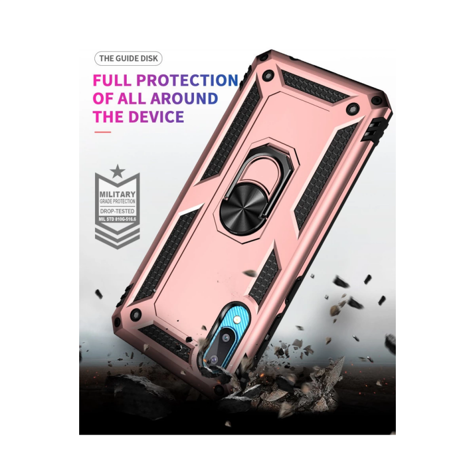 Samsung Galaxy A02 Kılıf Sofya Yüzüklü Silikon Kapak - Rose