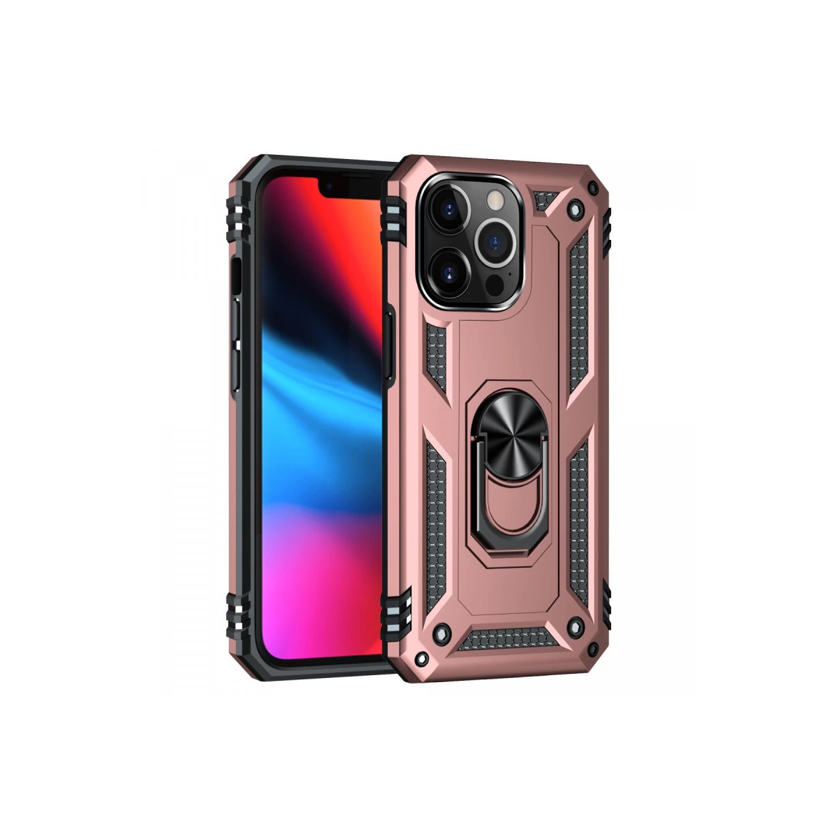 İphone 13 Pro Max Kılıf Sofya Yüzüklü Silikon Kapak - Rose